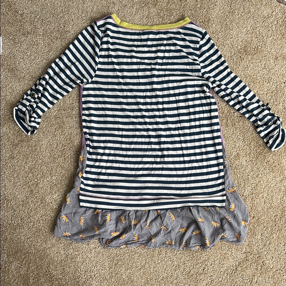 Striped Long Sleeve Tunic with Floral Hem
